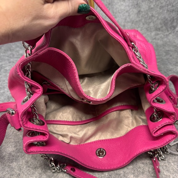 Michael Kors Jet Set Chain Shoulder Bag Tote Fuschia Hot Pink Bucket Handbag - Picture 4 of 14